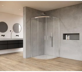 Saniclass Casus Douchecabine - 80x80x200cm - kwartrond - helder glas - profiel - chroom SAO2142-CH80x80