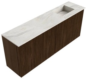 Mondiaz Joya DLux 100cm toiletmeubel walnut met wastafel faye rechts zonder kraangat ostra