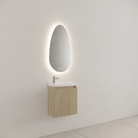 Gliss Design Timotheus toiletmeubel met ribbelfront 40cm corn silk met mat witte fontein