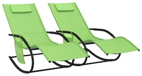 vidaXL Ligbedden 2 st schommelend staal en textileen groen