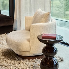 Draaibare fauteuil in gestructureerd fluweel en walnootfineer, ROSEO
