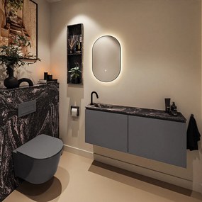 Mondiaz Ture DLux toiletmeubel 120cm dark grey met wastafel lava links met kraangat