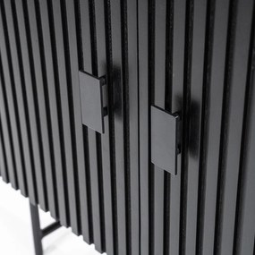 Zwarte Boekenkast Met Latjes - 96x37x200cm.
