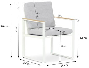 Tuinset 6 personen 220 cm Aluminium/Teak/Aluminium/teak Wit Santika Furniture Soray