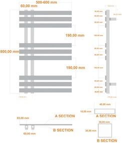 Eastbrook Hurley handdoekradiator 60x80cm 414W zwart mat