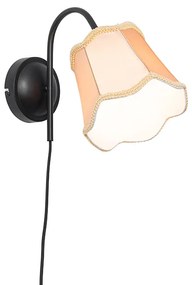 Stoffen Klassieke wandlamp zwart met lampenkap goud - Nona Klassiek / Antiek E14 rond Binnenverlichting Lamp