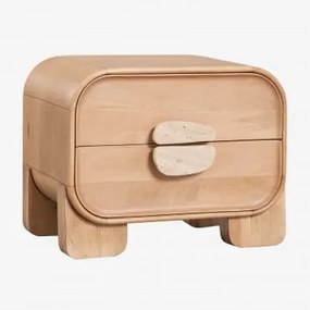 Pack Van 2 Rechthoekige Nachtkastjes 50x35 Cm Van Mangohout En Natuurlijke Kivalina-steen Travertijn - Mangohout - Sklum