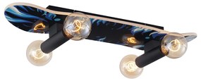 Wandlamp zwart met blauw 78cm - Skateboard