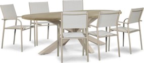 Tuinset 6 personen 240 cm Aluminium Taupe Presto Brentino/Brookline