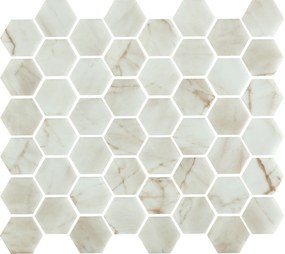 The Mosaic Factory Valencia hexagon glasmozaïek tegels 28x33cm bianco marble