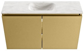 Mondiaz Ture DLux toiletmeubel 80cm oro met wastafel ostra midden zonder kraangat