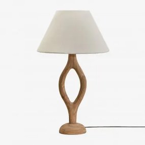 Mangohouten Tafellamp Gracia Mangohout & Wit Ø40 Cm Menorca - Sklum