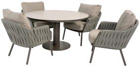 Taste by 4 Seasons Cannes low dining tuinset met Sarah tafel 130 cm LoungestoelTuinstoel   bruin weerbestendig
