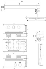 Brauer Chrome Carving thermostatische inbouw regendouche met 3 standen handdouche, rechte muurarm en hoofddouche 20cm set 55 chroom