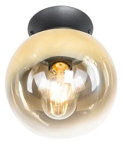 Art Deco plafondlamp zwart met goud glas - pallon Art Deco E27 bol / globe / rond Binnenverlichting Lamp