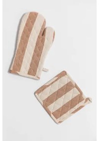 Set Van Ovenhandschoen En Doek Efarin Licht Nude Bruin - Sklum