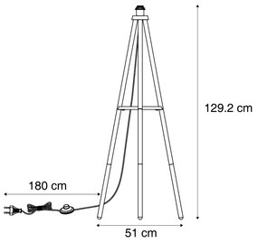 Scandinavische vloerlamp tripod hout - Lou
