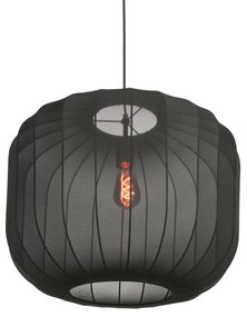 Japandi hanglamp zwart met stoffen kap 55cm - Sable