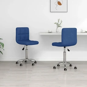 vidaXL Eetkamerstoelen draaibaar 2 st stof blauw