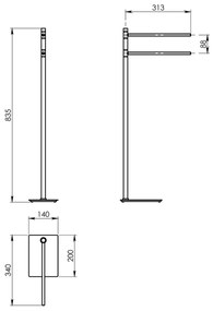 Gedy Trilly handdoekhouder zwart/bamboe