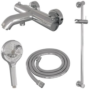 Brauer Stripe thermostatische badkraan met glijstang en 3 standen handdouche chroom