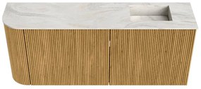 Mondiaz Joya DLux 100cm toiletmeubel ronding links oak met wastafel faye rechts zonder kraangat ostra