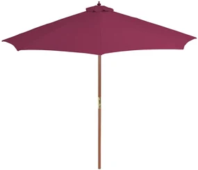 vidaXL Parasol met houten paal 300 cm bordeauxrood