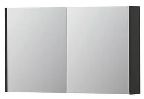 INK SPK1 Spiegelkast - 100x14x60cm - 2 deuren - dubbelzijdige Spiegel - schakelaar en stopcontact - MDF lak antraciet mat 1110652