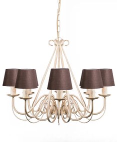 Kroonluchter beige 60 cm met bruine klemkappen - Giuseppe