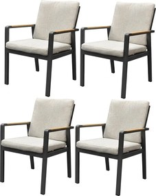 Set van 4 Lola dining tuinstoelen aluminium antraciet