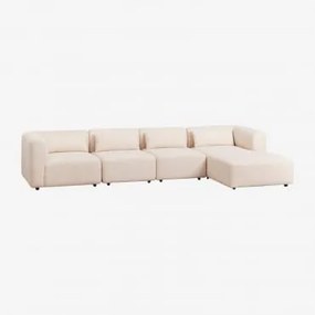 4-delige Modulaire Rechter Chaise Longue Bank Fogler Teddystof Crème Beige - Sklum