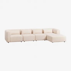 Fogler 4-delige Modulaire Chaise Longue-bank Rechts Chenille Crème Beige - Sklum