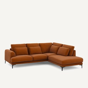 Linkse hoekbank met leuning in linnenfluweel Marsile