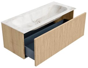 Mondiaz Kurve-dlux 110cm badmeubel oak met 1 lade en wastafel big medium midden 1 kraangat frappe