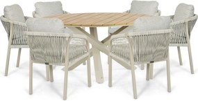 Tuinset Ronde Tuintafel 6 personen 150 cm Rope Taupe  Lifestyle Garden Furniture Biagio/Ancona