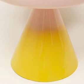 Retro Salontafel Roze Geel Emaille - 42 X 42cm.