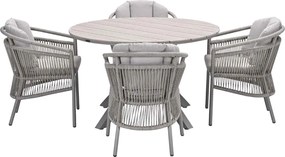 Garden Impressions Sorong tuinset 5-delig - Tulli tuintafel Ø122x75 cm - light teak vironwood