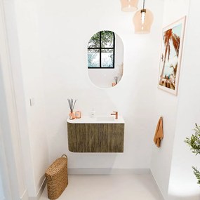 Mondiaz Joya 70cm toiletmeubel ronding links dusk met wastafel faye rechts 1 kraangat talc