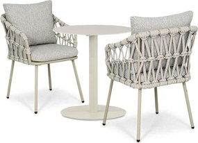 Tuinset Ronde Tuintafel 2 personen 70 cm Rope Zand/Beige  Coco Oliva/Como