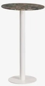 Ronde Hoge Bartafel Ø60 Cm In Natuurlijk Steen Xiren Groen Marmer Forest & Glaciale Wit - Sklum