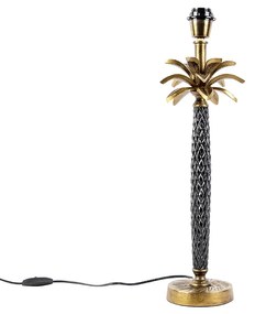 Art Deco tafellamp brons met zwart zonder kap - Areka