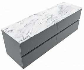 Mondiaz Vica DLux badmeubel 150cm plata 4 lades met wastafel glace rechts zonder kraangat