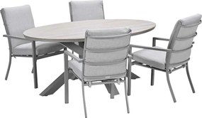 Garden Impressions Senja tuinset 5-delig valley sand - Tulli tuintafel 180x115 cm - light teak vironwood