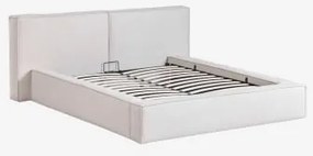 Bed Met Opklapbare Gestoffeerde Boxspring Lunari Gebroken Wit Chenille & 160 X 200 Cm & Zonder Matras - Sklum