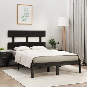 vidaXL Bedframe massief hout zwart 140x200 cm