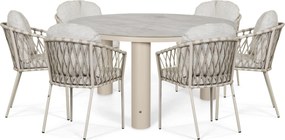 Tuinset Ronde Tuintafel 6 personen 150 cm Rope Zand/Beige Lifestyle Garden Furniture Morano/Arancia
