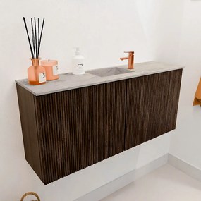 Mondiaz Joya DLux 90cm toiletmeubel walnut met wastafel faye midden 1 kraangat glace