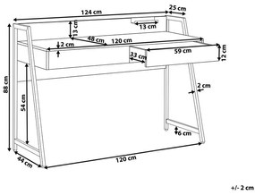 Bureau donkerbruin/wit 120 x 50 cm HARWICH Beliani