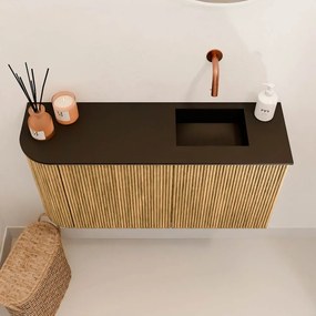Mondiaz Joya 80cm toiletmeubel ronding links oak met wastafel faye rechts zonder kraangat urban