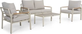 Stoel en Bank Loungeset 4 personen Aluminium Zand/Beige  Domani Furniture Leaf